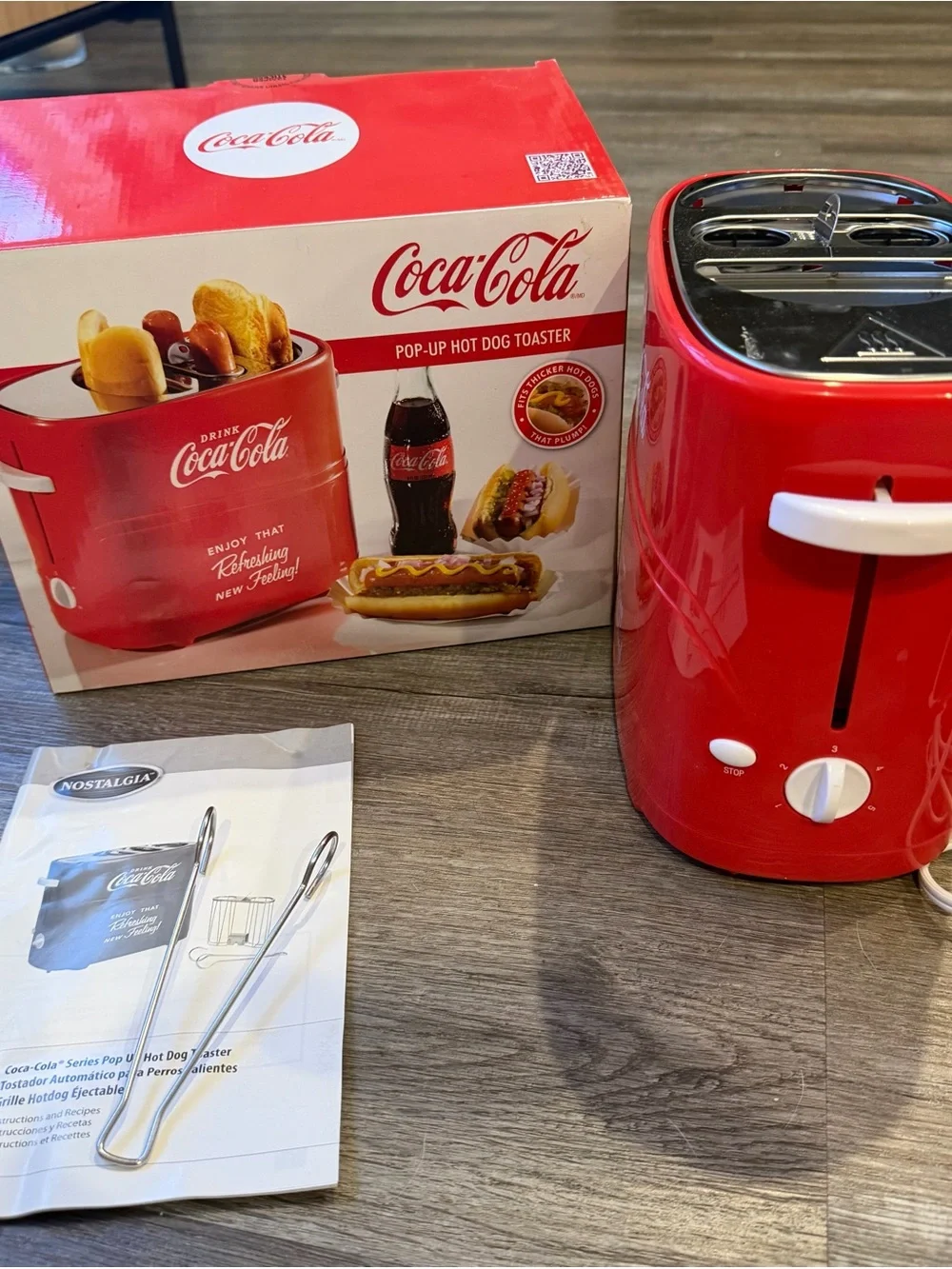 Coca-Cola Red Pop-Up Hot Dog Toaster with Classic Logo